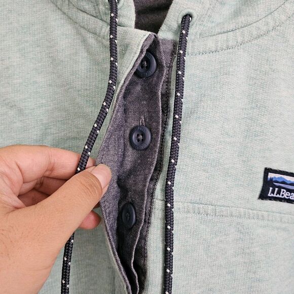 LL Bean Sweater Womens XL Teal 1/4 Button Rugby Pullover Long Sleeve Cotton - Picture 3 of 10